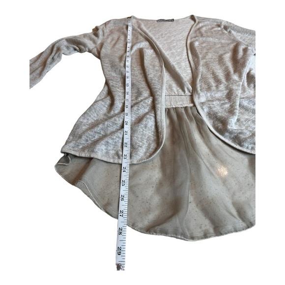 Elena Baldi Oat Sheer Cardigan with Contrasting Silky Hem Made in Italy Size L - Picture 11 of 12